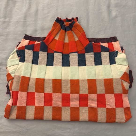 Ribbed long sleeve cowl neck multi coloured ladies sweater, new, never worn. - Picture 4 of 5